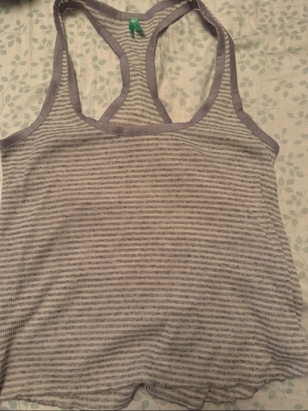 Honeydew Gray and White Striped Racerback Tank